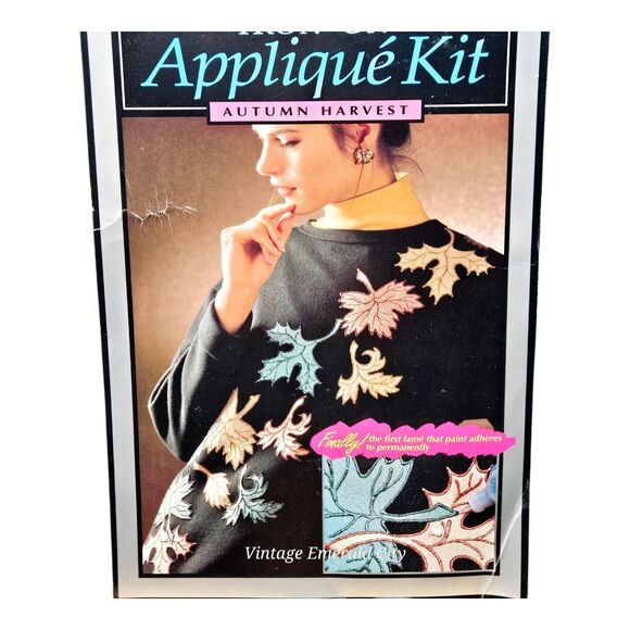 Vtg Autumn Harvest  Iron On Applique Fashion Kit Lame Tulip Treasures 1993 Craft - Picture 2 of 6